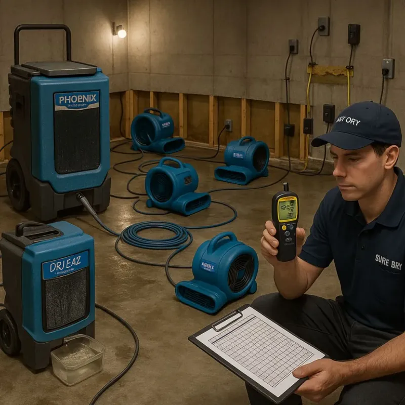 Structural Drying and Dehumidification process in Gentry, AR